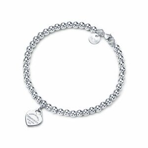 NEW Tiffany & Co. Heart Tag Bead Bracelet in Silver